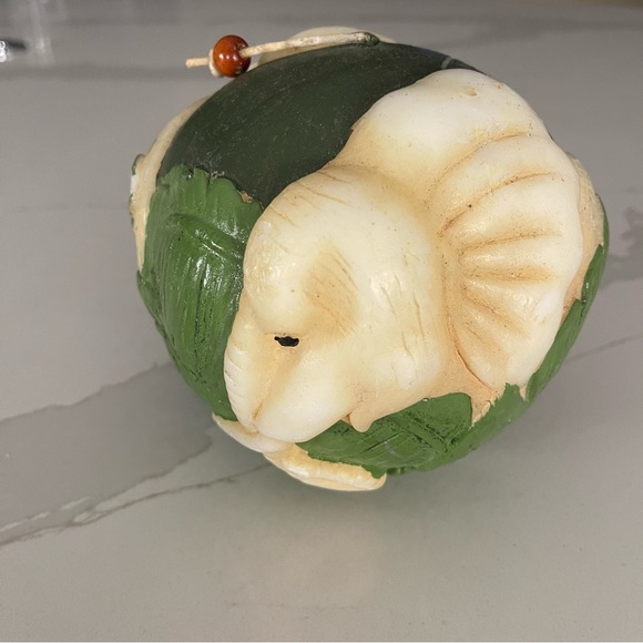 Vintage Elephant Candle chinoiserie green 7 palms - Picture 9 of 10